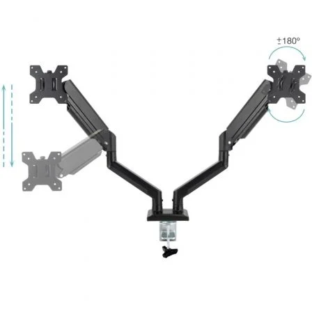Tooq Soporte de Mesa para 2 Monitores DB1434TNR-B con Pistón de Gas